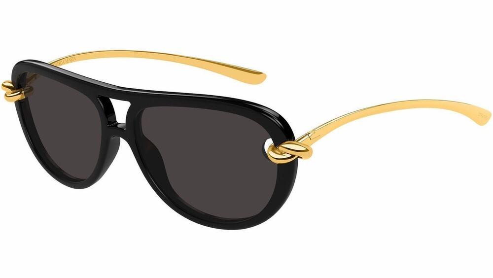 BOTTEGA VENETA BV1418S 005 Gold Black Unisex KNOT Pilot Sunglasses AUTHENTIC